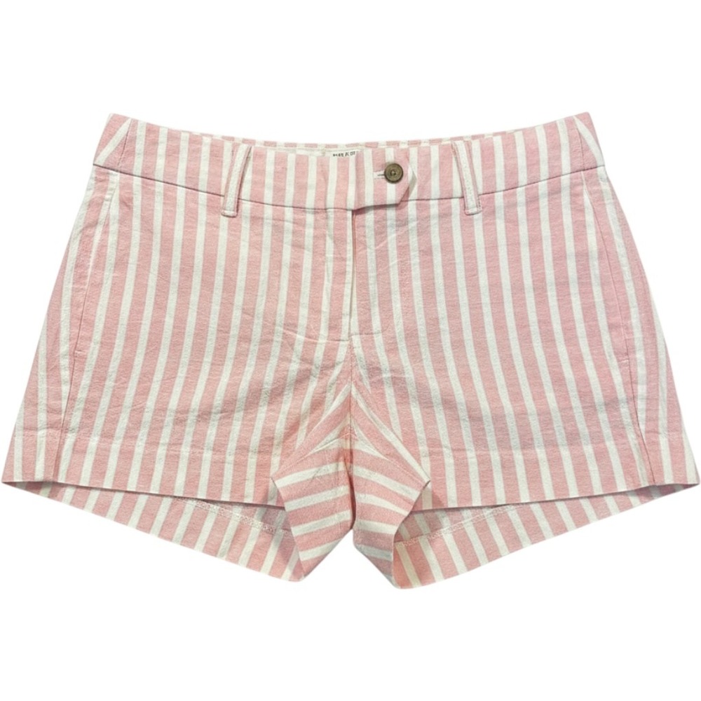 J.Crew‎ Pink White Striped Linen Cotton Shorts Womens 4 Preppy Summer Casual
